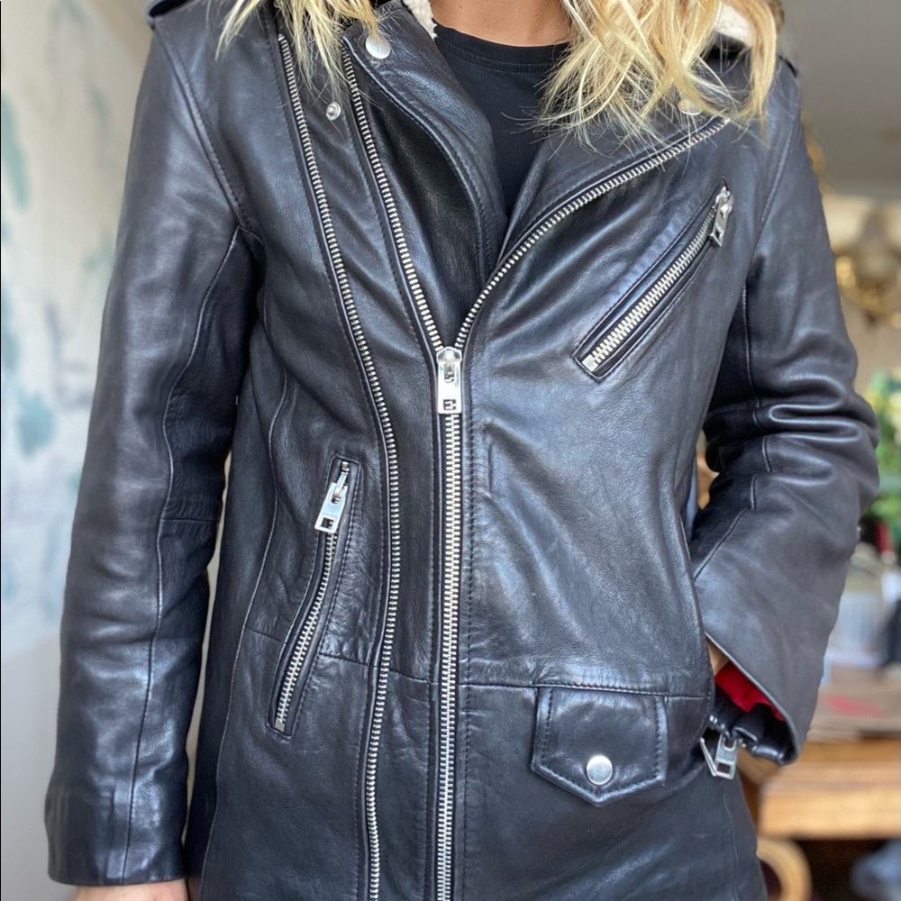 Zadig & Voltaire leather jacket collar removable